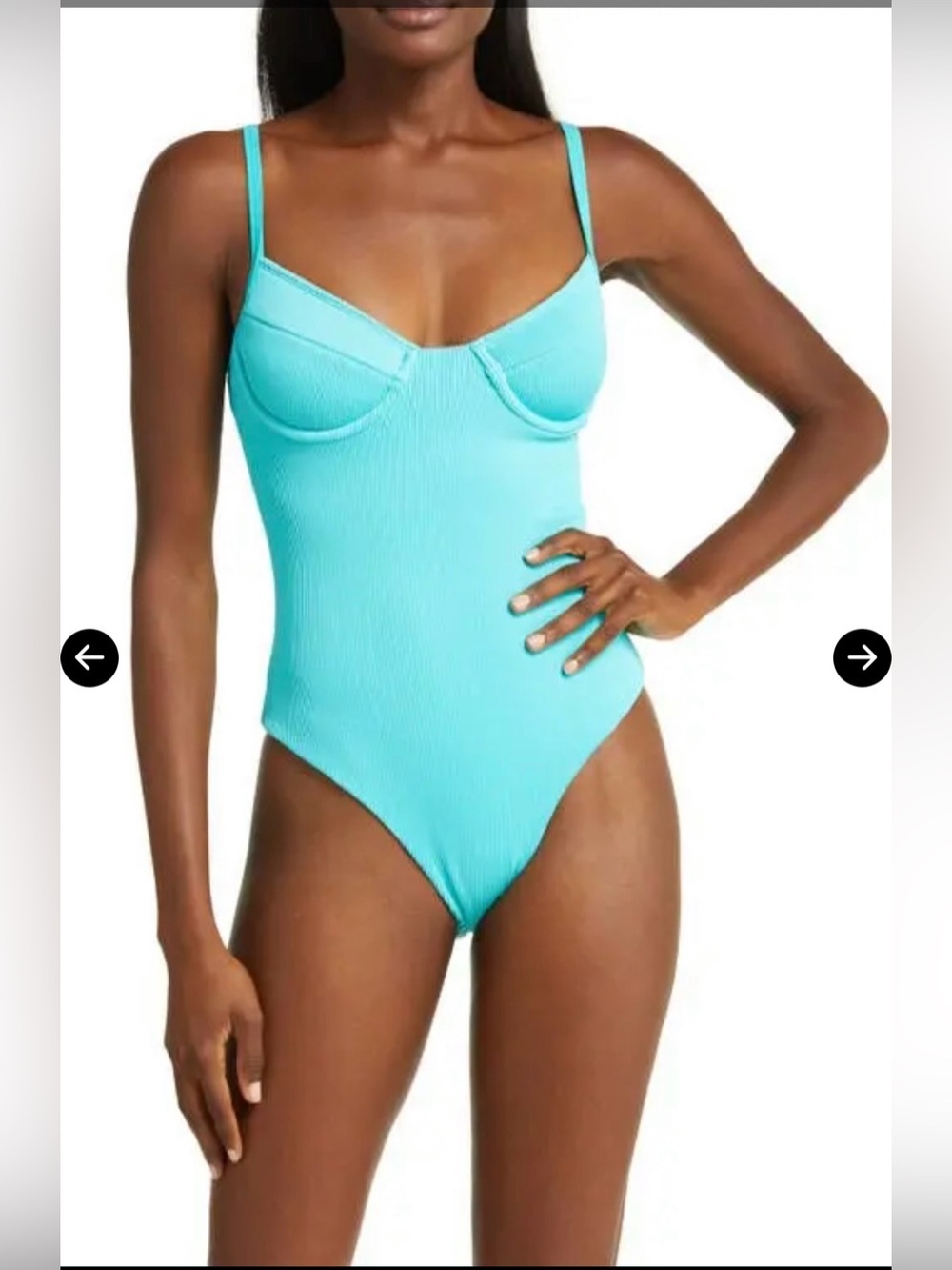 Kulani Kinis x Hannah Meloche & Ava Jules ribbed underwire cheeky swimsuit - Picture 2 of 6